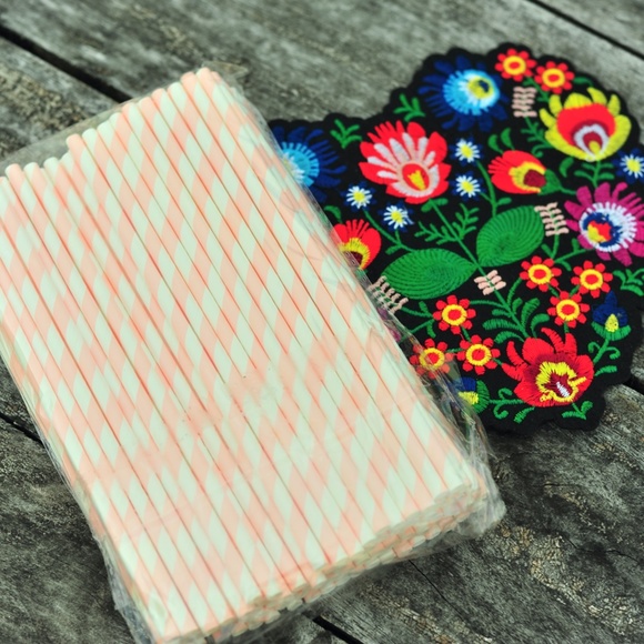 Pink White Candy Cotton Straws - Picture 3 of 16